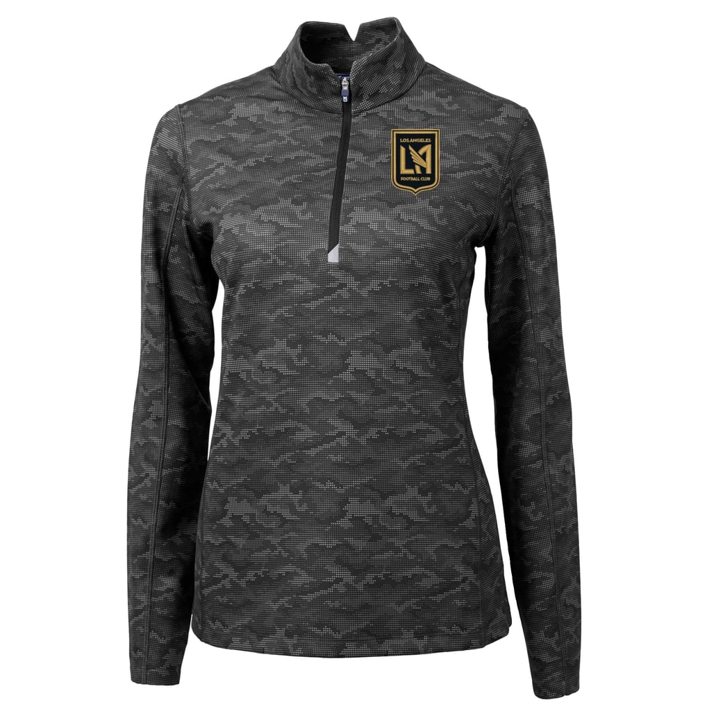  LAFC Cutter & Buck Women's Traverse Stretch Eco Camo Print Quarter-Zip Pullover Top - Black